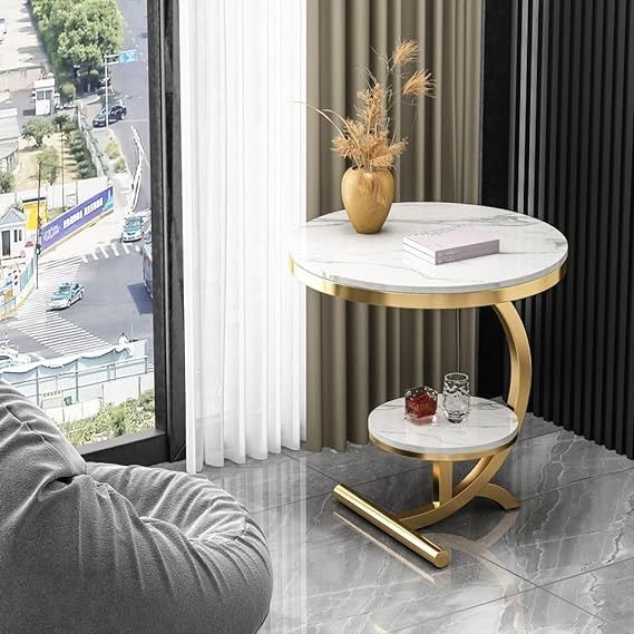 Cassiopeial - Stylish Sofa SideTable - White/Black | 0421