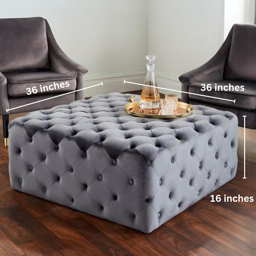 Casper Velvet Cocktail Ottoman In Grey  |  0393
