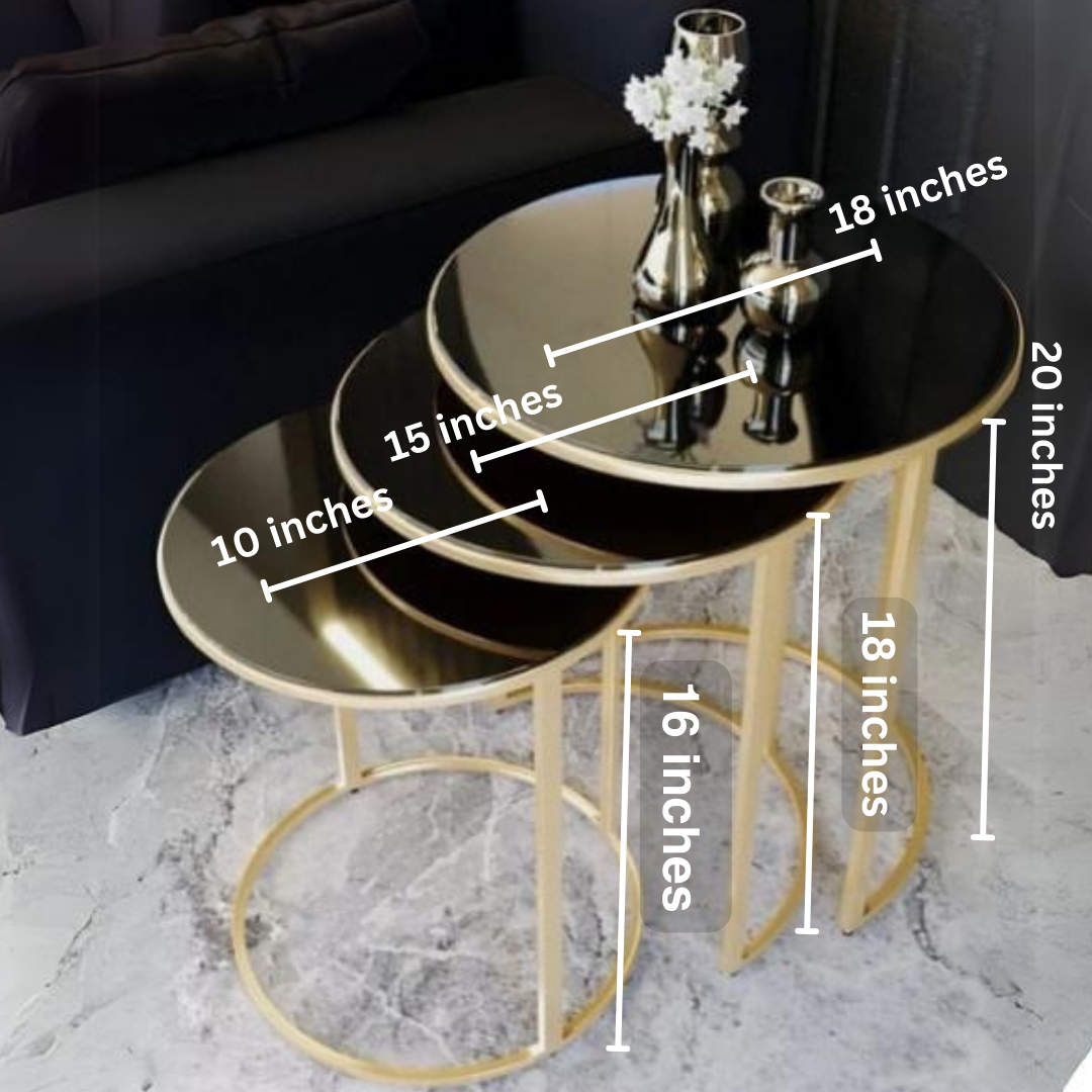 Black & Gold Nesting Table Set | 0136