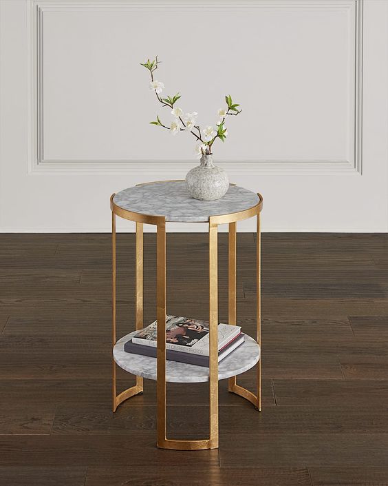Blaine Gold Leaf Side Table | 0333