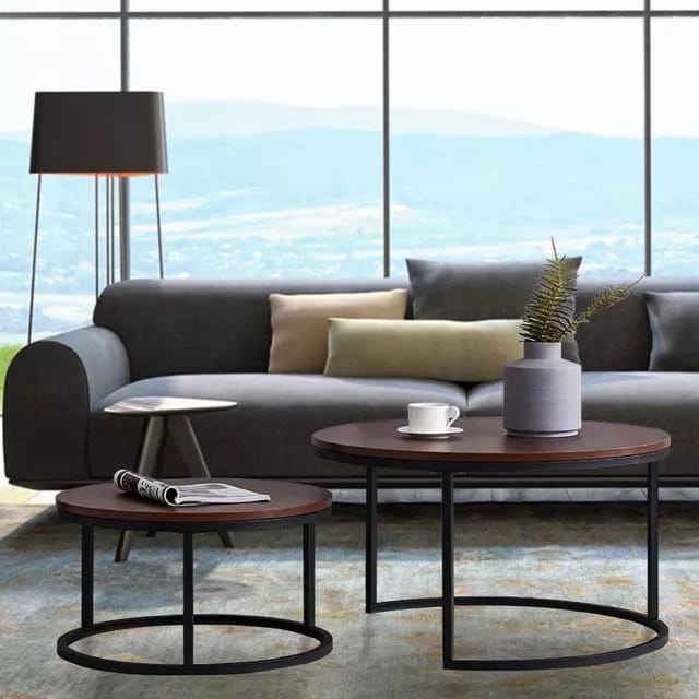Bronx Oak Effect Round Coffee Nest of Tables | 0384