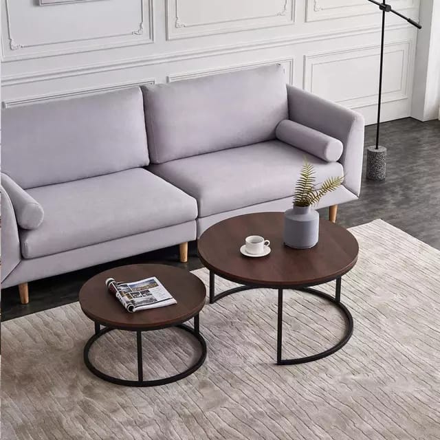 Bronx Oak Effect Round Coffee Nest of Tables | 0384