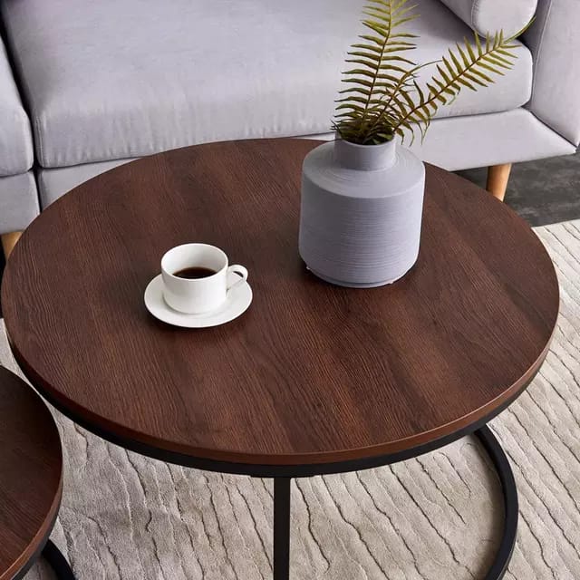 Bronx Oak Effect Round Coffee Nest of Tables | 0384