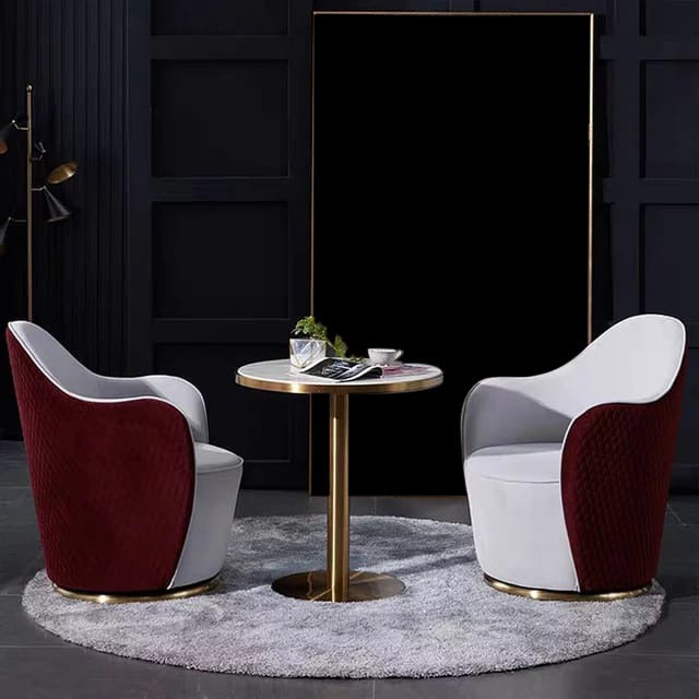 Modern Accent Armchair Round Shape Chair With Gold Paint Table | 0179