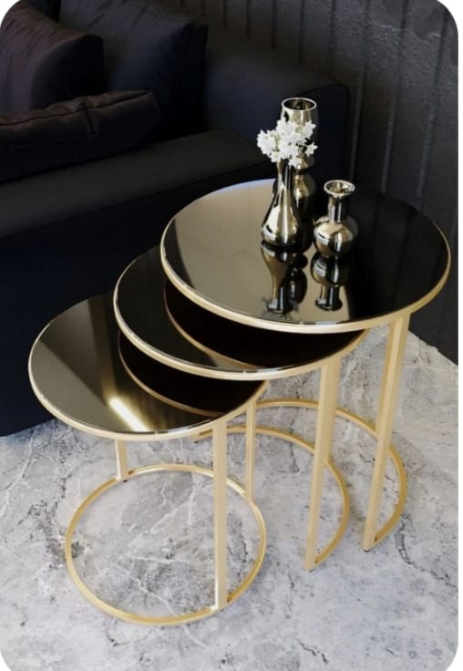 Black & Gold Nesting Table Set | 0136