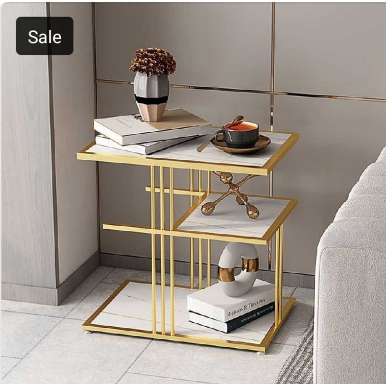 3-Tier Side Table | Square End Table with Shelves | 5006
