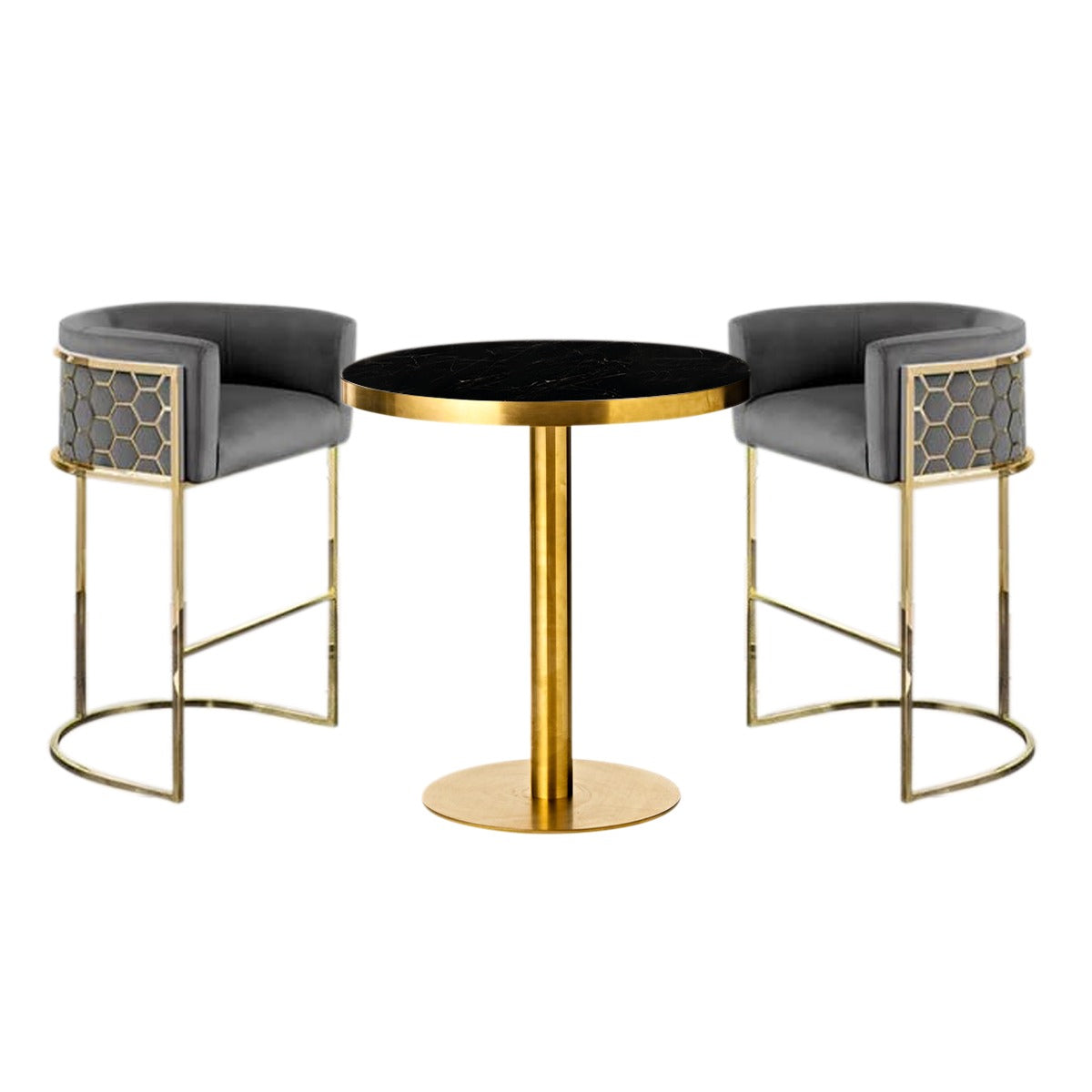 Modern Honeycomb Metal Frame Upholstered Bar Stool  |  0182