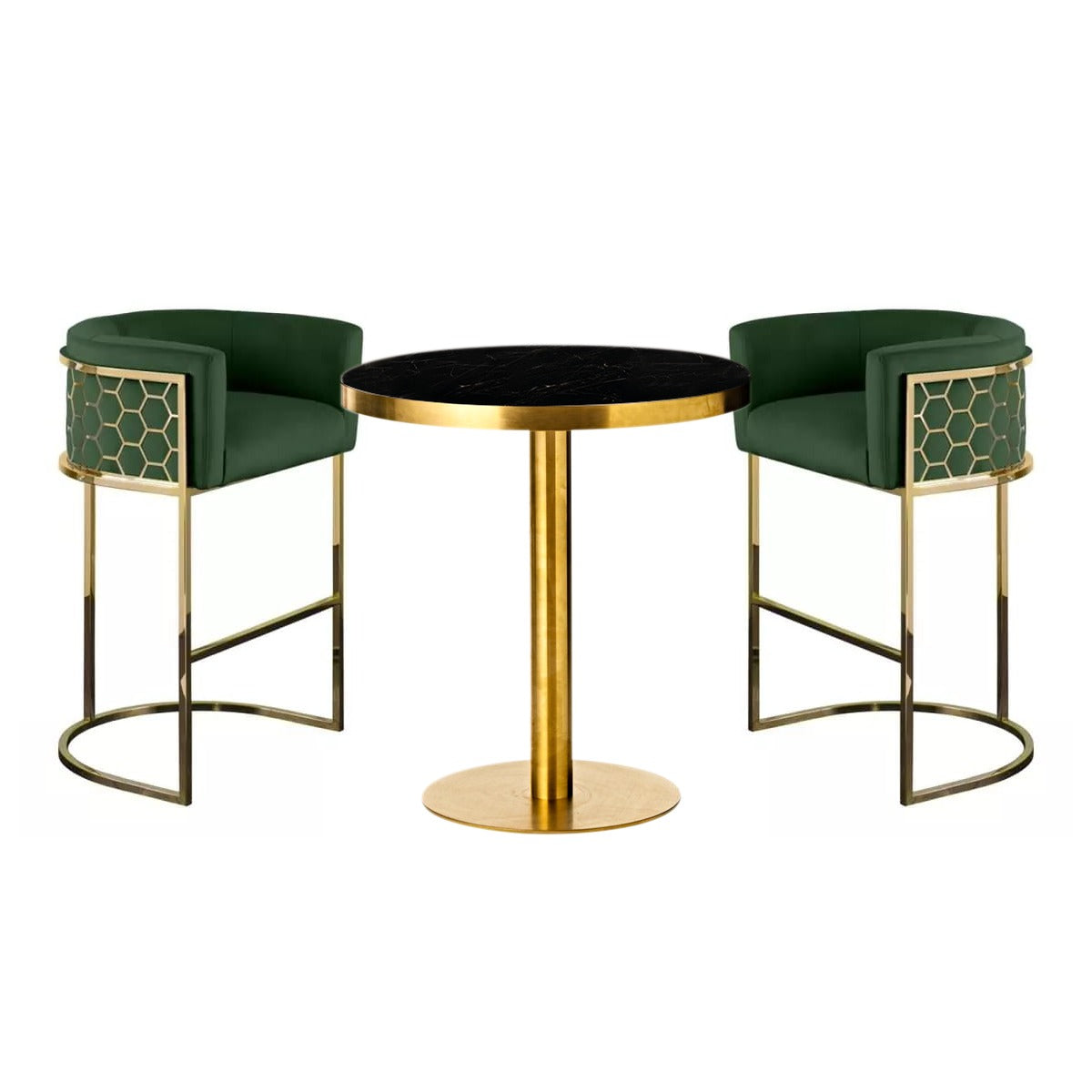 Modern Honeycomb Metal Frame Upholstered Bar Stool  |  0182