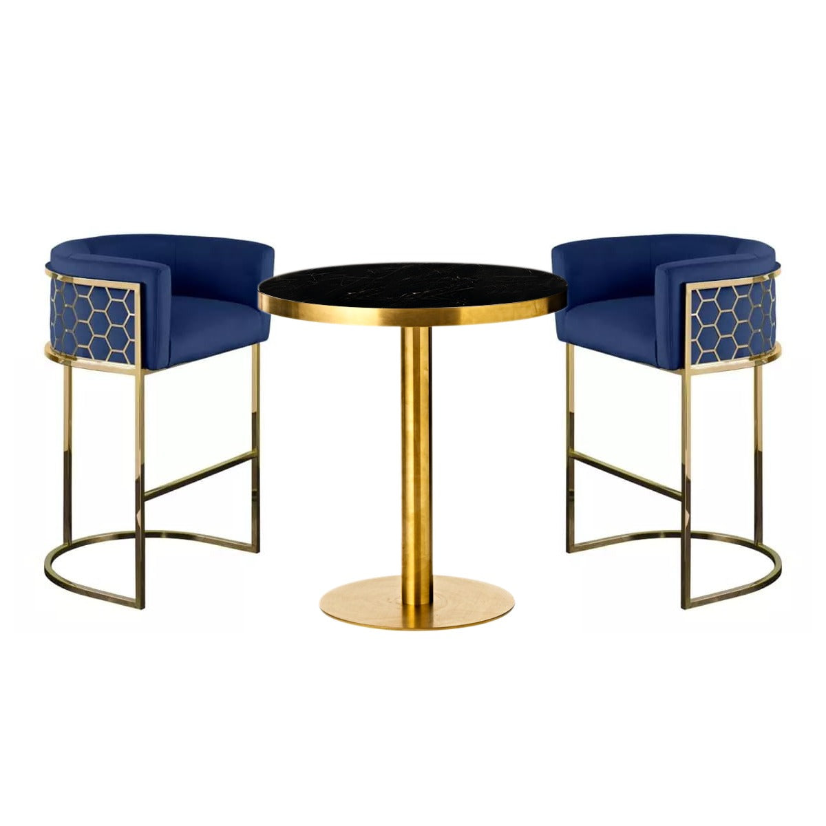 Modern Honeycomb Metal Frame Upholstered Bar Stool  |  0182