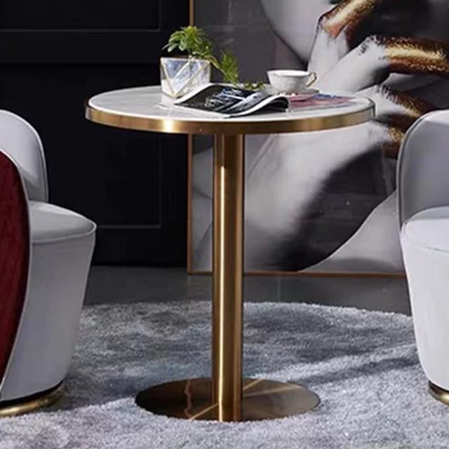 Modern Accent Armchair Round Shape Chair With Gold Paint Table | 0179