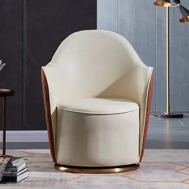 Modern Accent Armchair Round Shape Chair With Gold Paint Table | 0179