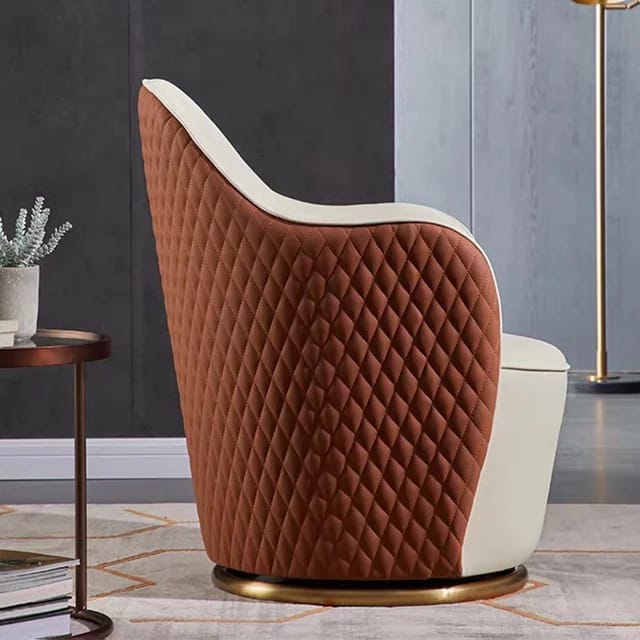 Modern Accent Armchair Round Shape Chair With Gold Paint Table | 0179