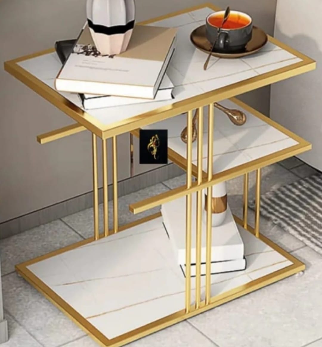 3-Tier Side Table | Square End Table with Shelves | 0106