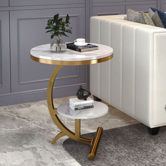 Cassiopeial - Stylish Sofa SideTable - White/Black | 0421