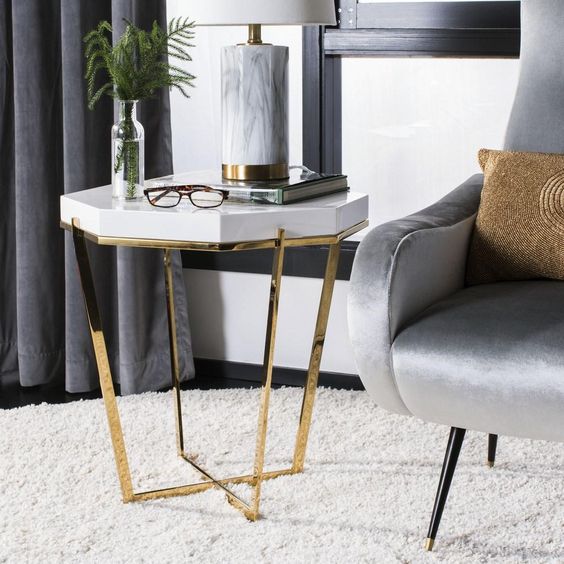 Danna Metal End Table - Gold Legs | 0397