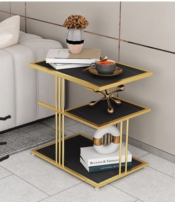 3-Tier Side Table | Square End Table with Shelves | 0106